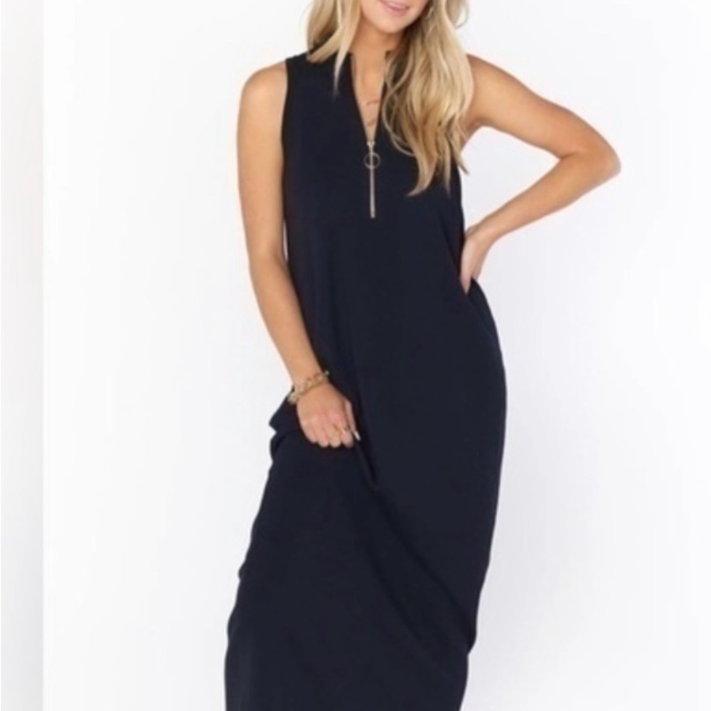SHOW ME YOUR MUMU CHARLIE ZIP MAXI SWEATER DRESS - BLACK & GOLD